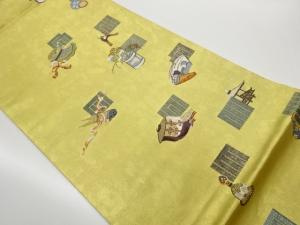 引箔源氏香に花差し・笙・笠模様織出し袋帯